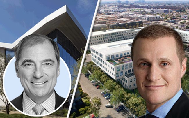 Northwood Investors John Kukral, Tishman Speyer CEO Rob Speyer and renderings of Brickyard & Collective campuses (Credit: Tishman Speyer)