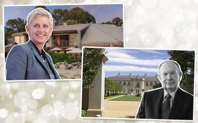 From left: Ellen DeGeneres and her home and Jerry Perenchio and the Chartwell Estate
